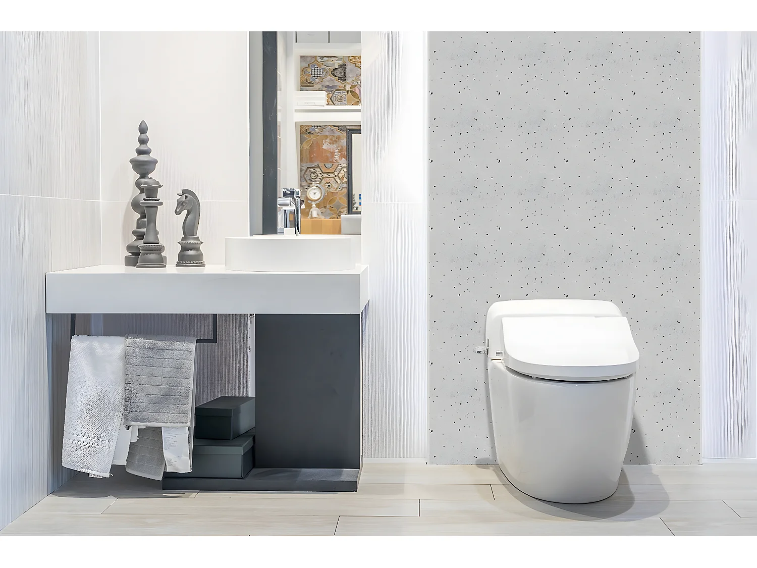 Panneaux muraux en vinyle, Planches en vinyle adhésives - 100x50 cm - Béton architectural