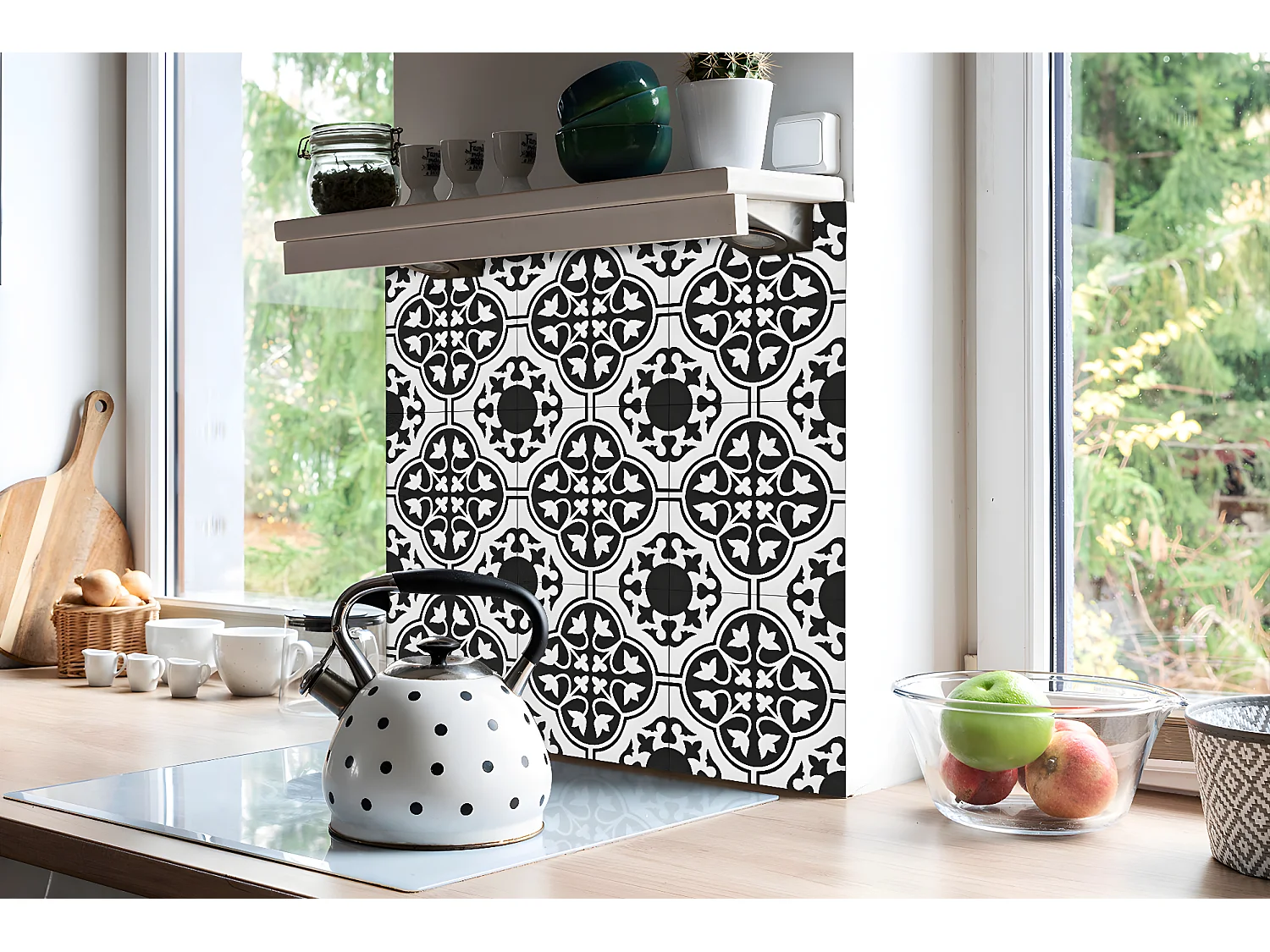 Selbstklebende PVC-Fliesen, selbstklebende PVC-Fliesen – 9 x 30 x 30 – Blumenornament