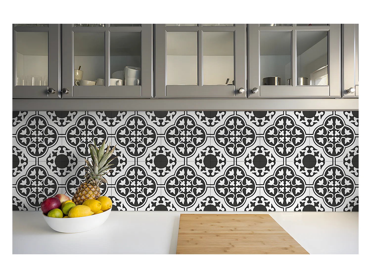 Selbstklebende PVC-Fliesen, selbstklebende PVC-Fliesen – 9 x 30 x 30 – Blumenornament