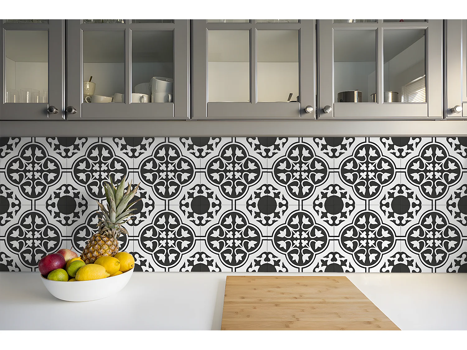 Selbstklebende PVC-Fliesen, selbstklebende PVC-Fliesen – 9 x 30 x 30 – Blumenornament