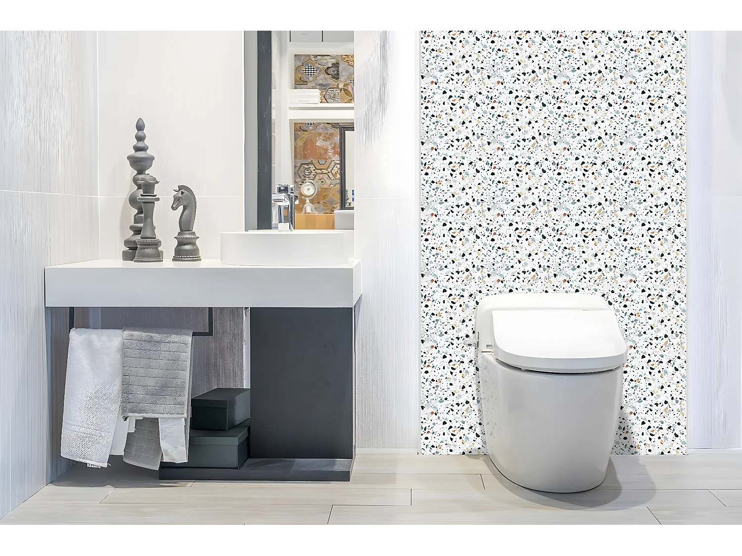 Vinyl-Wandpaneele, selbstklebende Vinylplanken – 100 x 50 cm – klassischer italienischer Bodenbelag