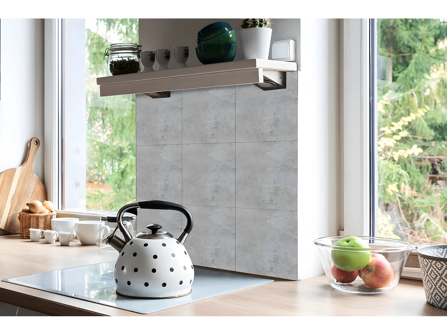 Selbstklebende PVC-Fliesen, selbstklebende PVC-Fliesen – 9 x 30 x 30 – Betonstruktur