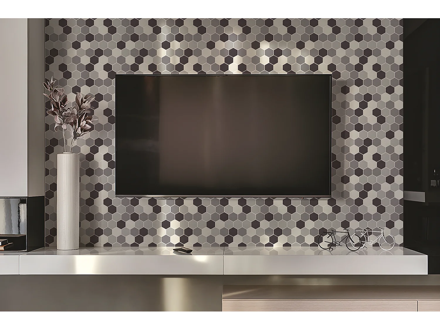 Panneaux muraux en vinyle, Planches en vinyle adhésives - 100x50 cm - Hexagones