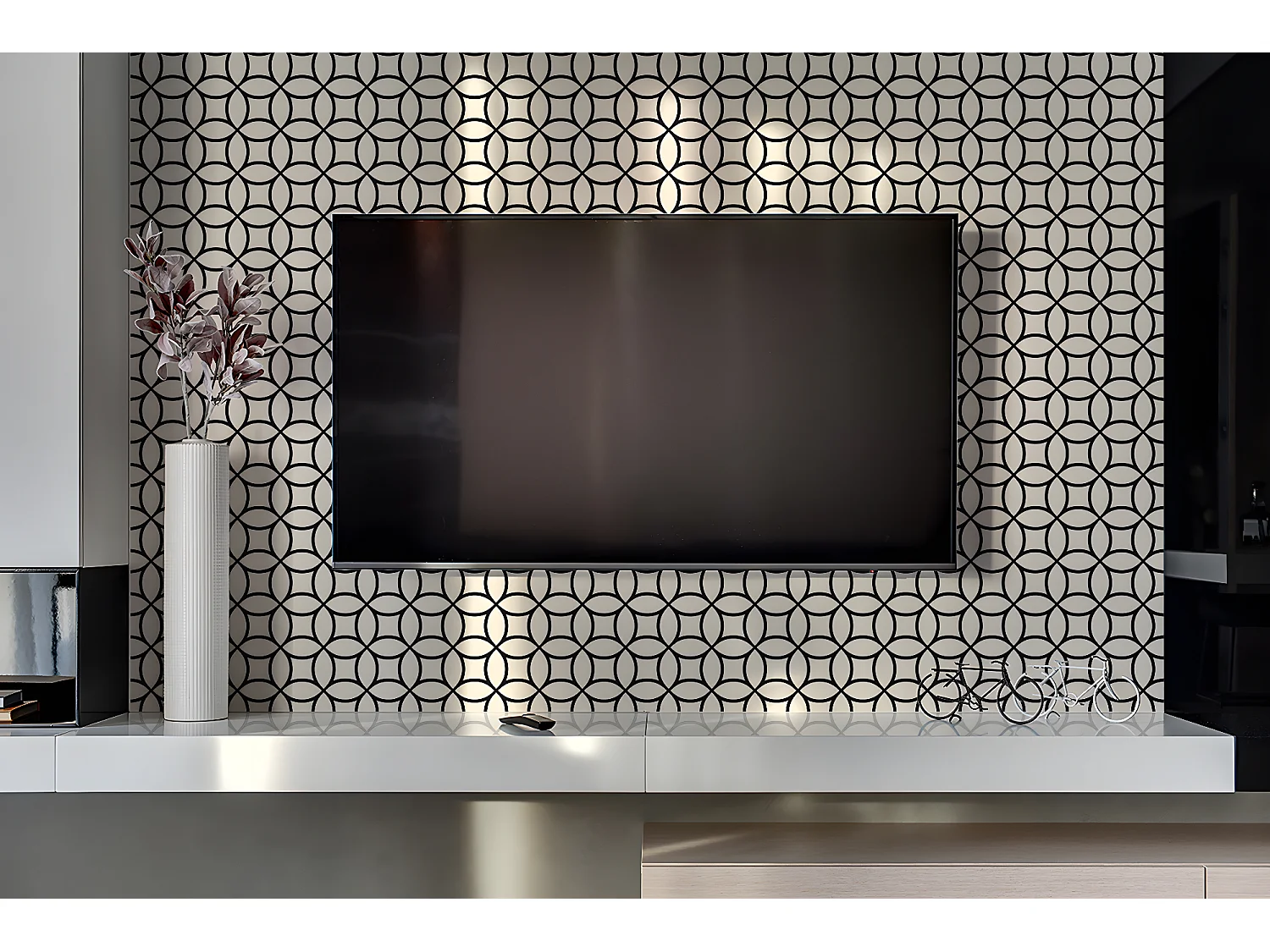 Panneaux muraux en vinyle, Planches en vinyle adhésives - 100x50 cm - Cercles géométriques