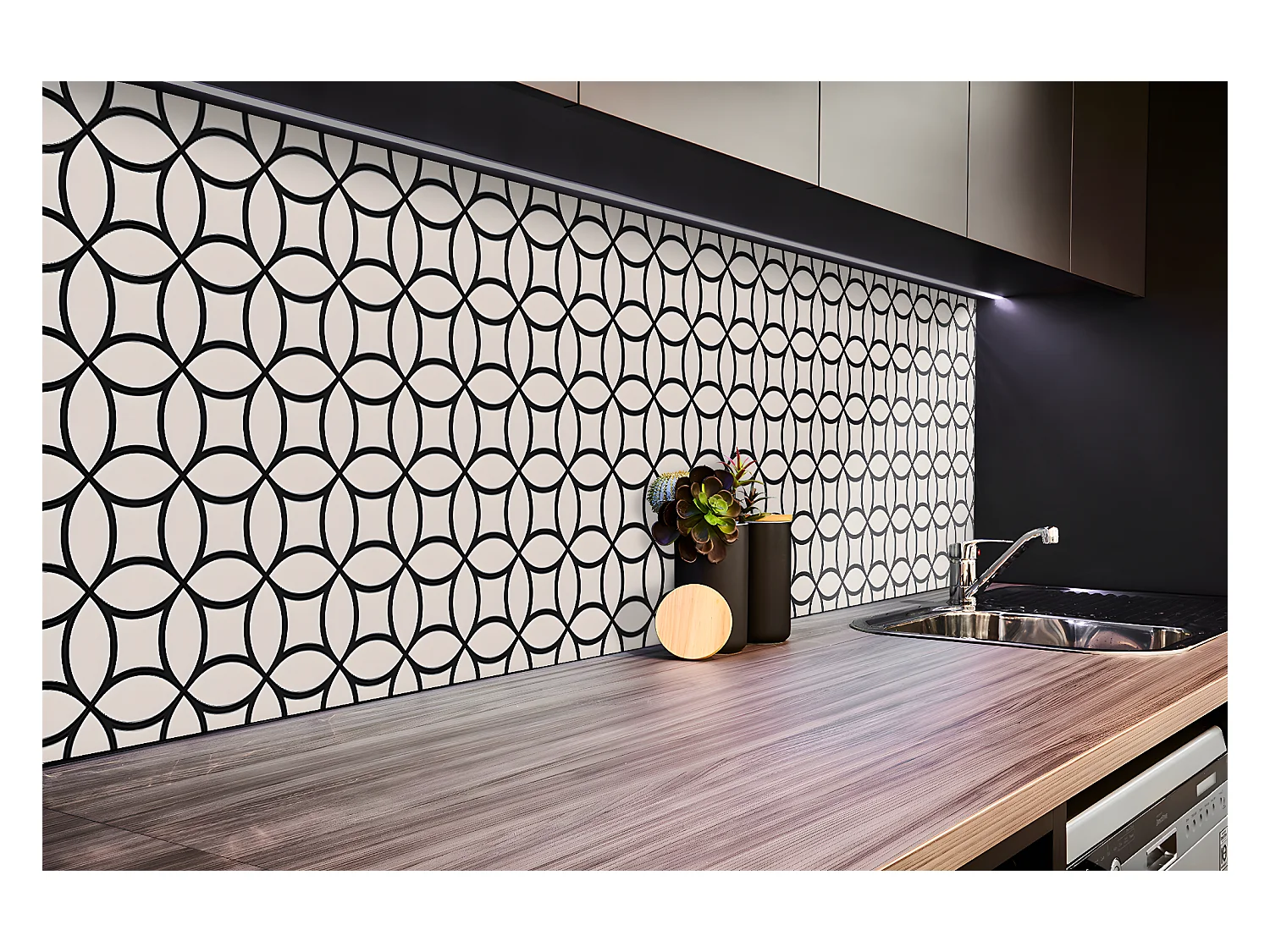 Panneaux muraux en vinyle, Planches en vinyle adhésives - 100x50 cm - Cercles géométriques
