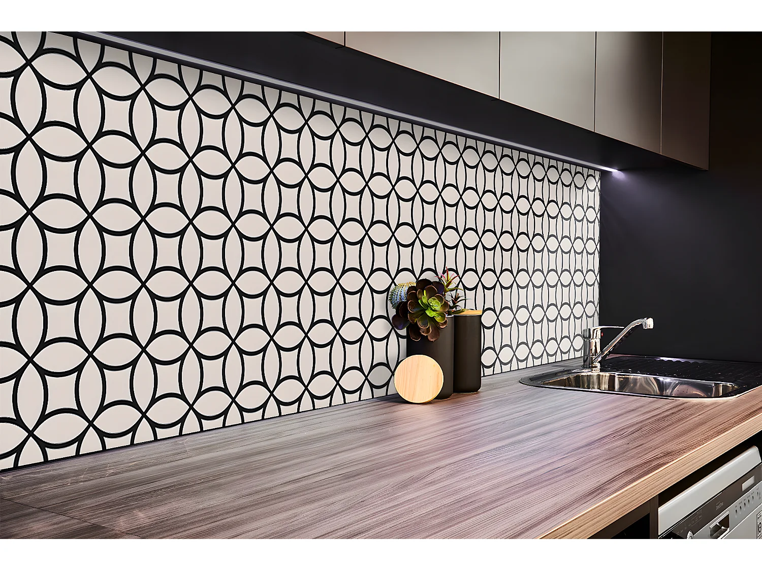 Panneaux muraux en vinyle, Planches en vinyle adhésives - 100x50 cm - Cercles géométriques