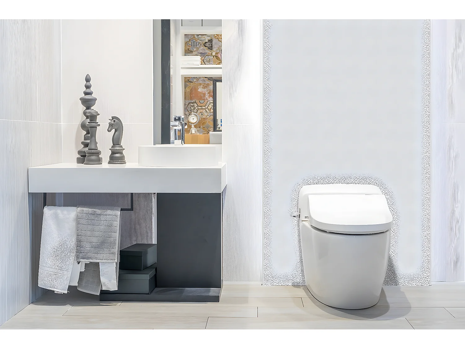 Panneaux muraux en vinyle, Planches en vinyle adhésives - 100x50 cm - Mosaïque grise