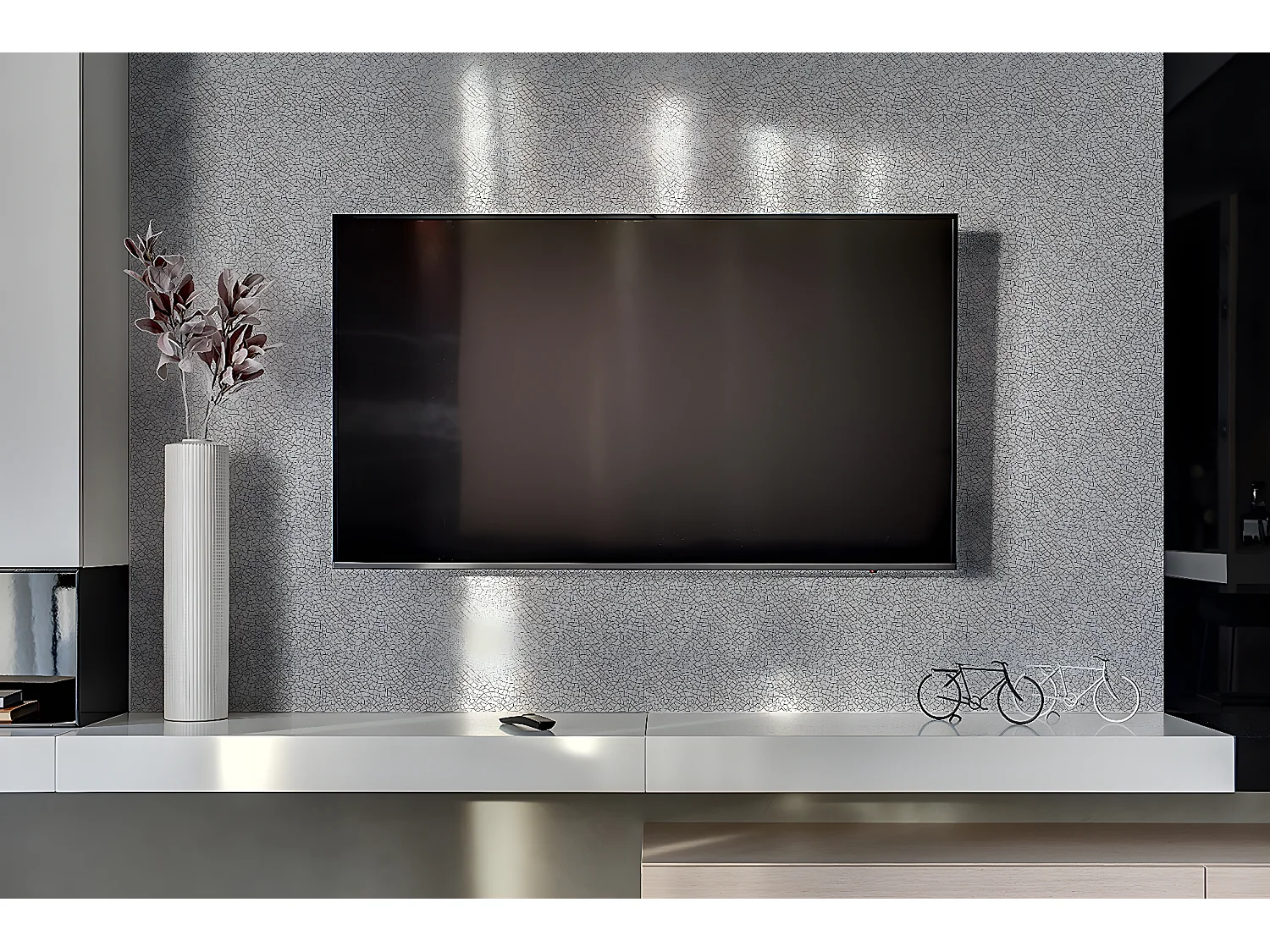 Panneaux muraux en vinyle, Planches en vinyle adhésives - 100x50 cm - Mosaïque grise