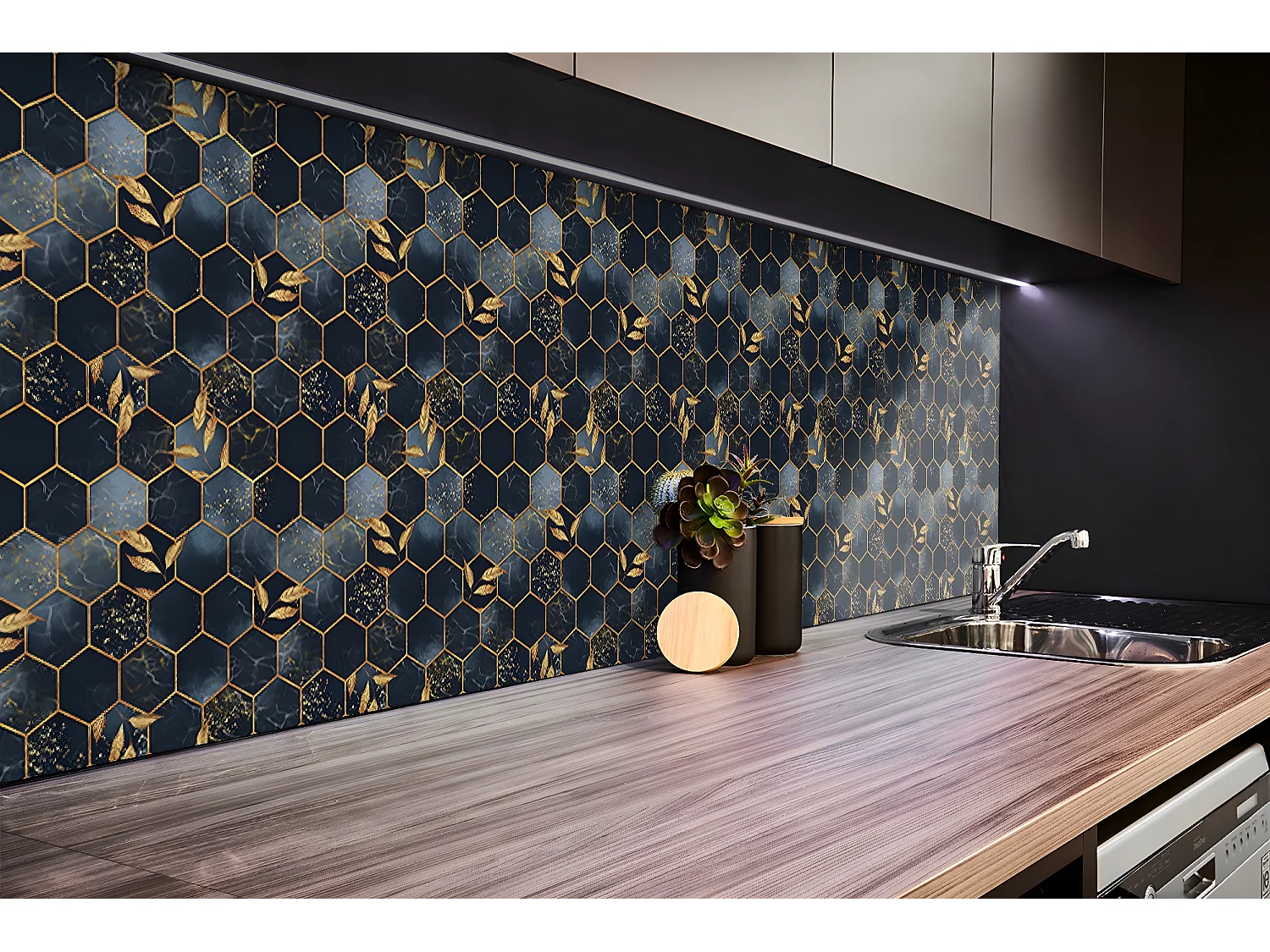 Vinyl-Wandpaneele, selbstklebende Vinylplanken – 100 x 50 cm – Platten und Sechsecke