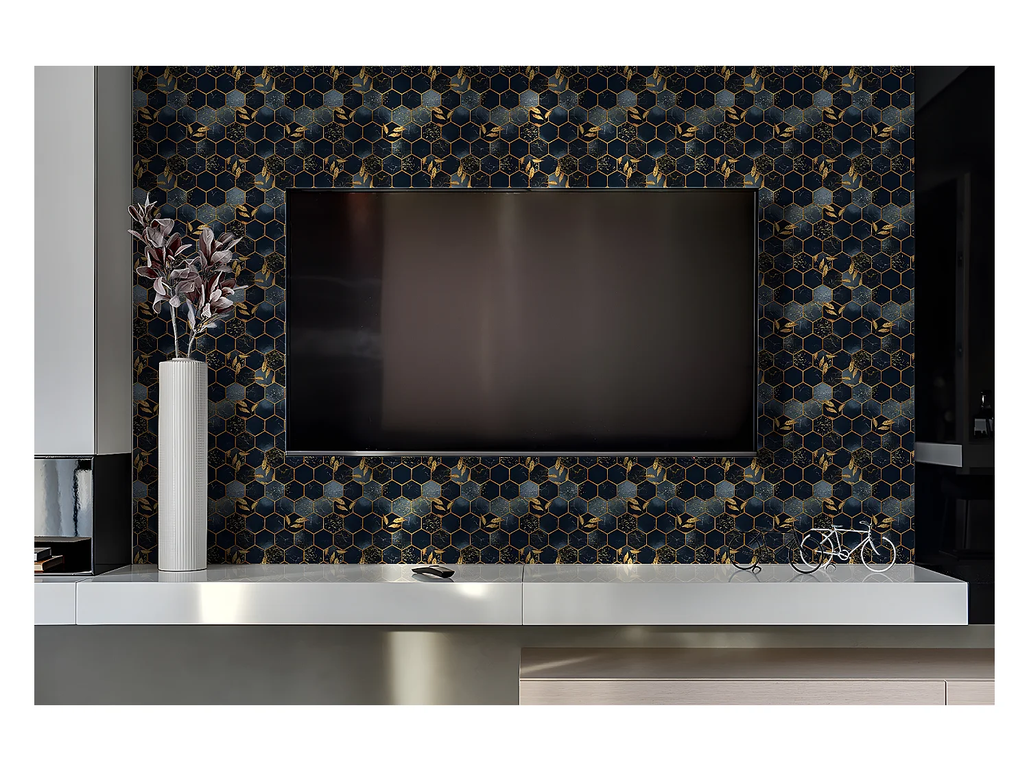 Vinyl wandpanelen, Zelfklevende vinylplanken - 100x50 cm - Vellen en zeshoeken