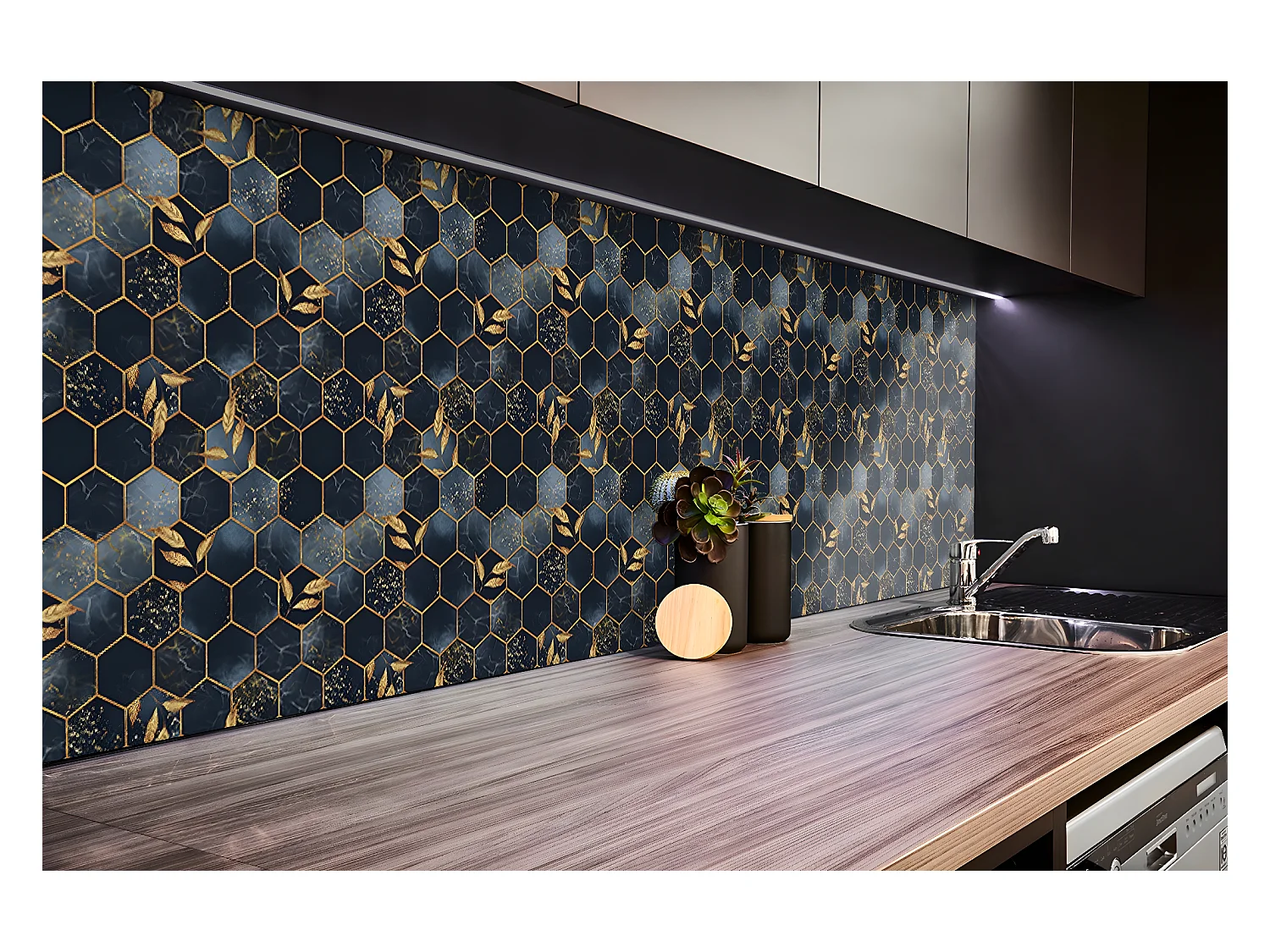 Vinyl wandpanelen, Zelfklevende vinylplanken - 100x50 cm - Vellen en zeshoeken