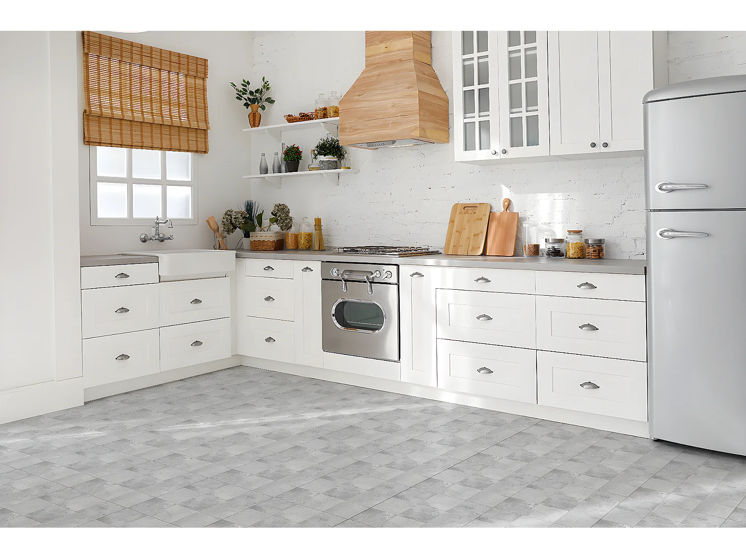 Carreaux autocollants PVC, Carrelage PVC adhésif - 9x30x30 - Patchwork de béton.