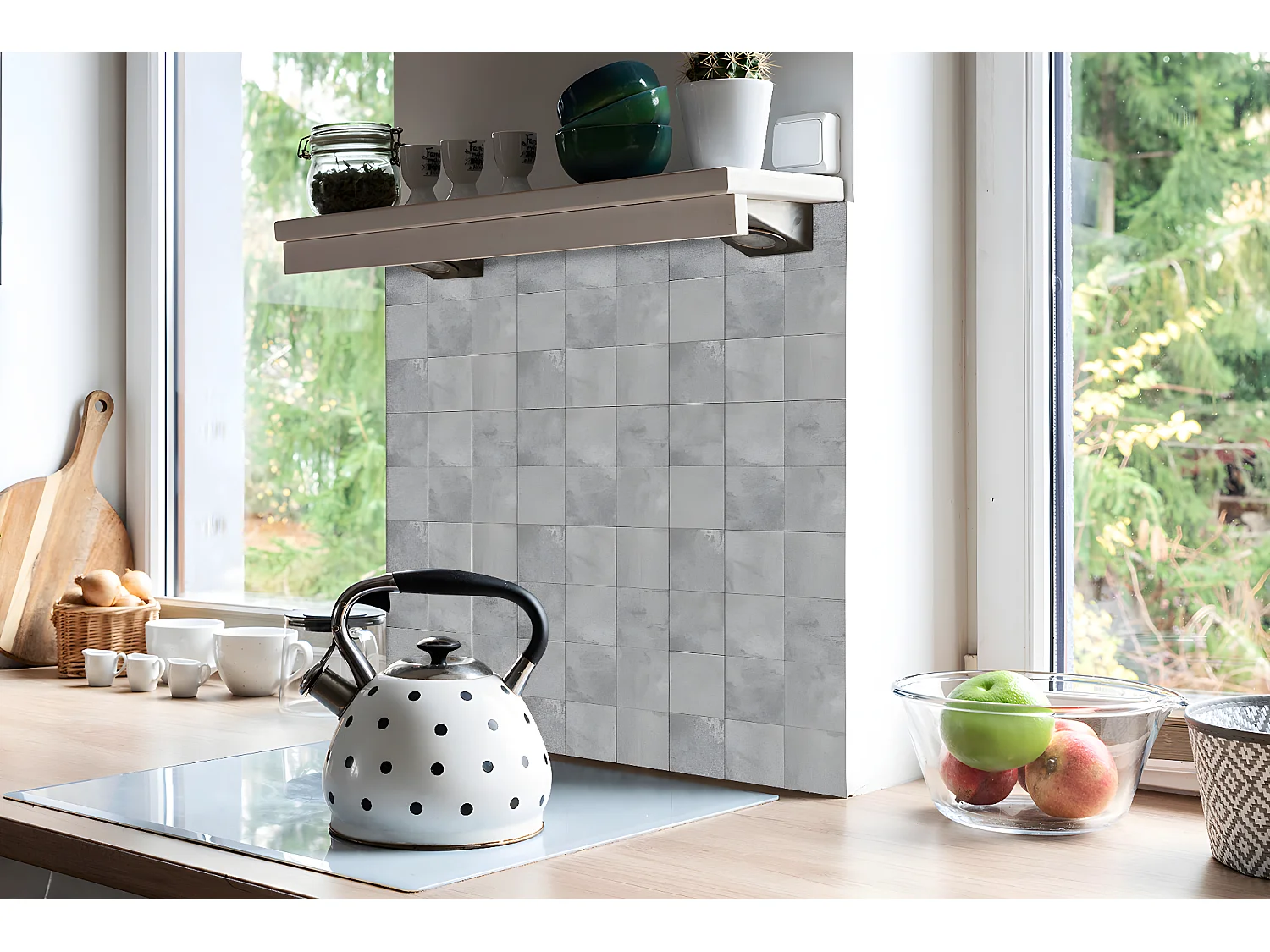 Carreaux autocollants PVC, Carrelage PVC adhésif - 9x30x30 - Patchwork de béton.