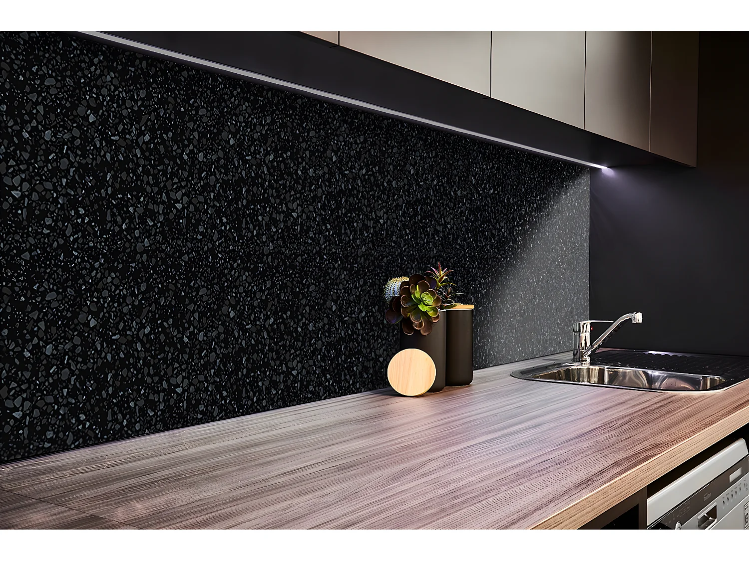 Panneaux muraux en vinyle, Planches en vinyle adhésives - 100x50 cm - Sol noir classique