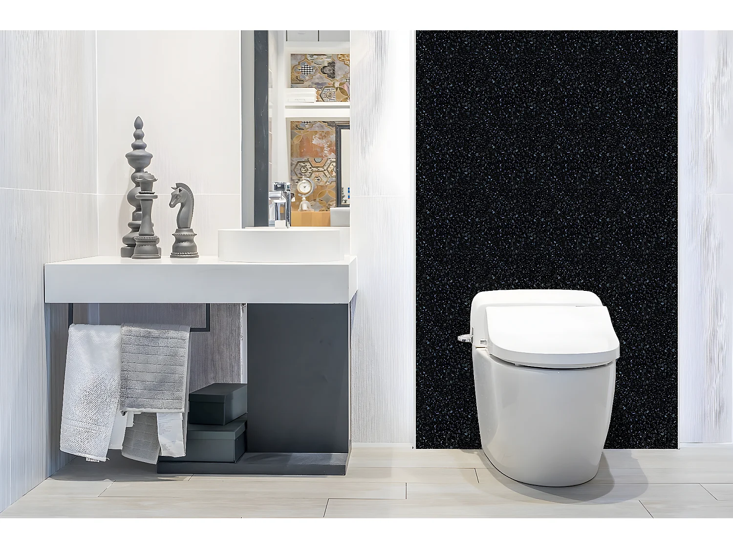 Panneaux muraux en vinyle, Planches en vinyle adhésives - 100x50 cm - Sol noir classique