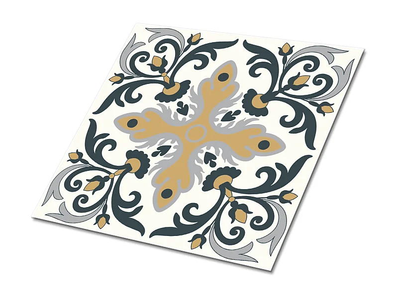 Carreaux autocollants PVC, Carrelage PVC adhésif - 9x30x30 - Modèle de plante