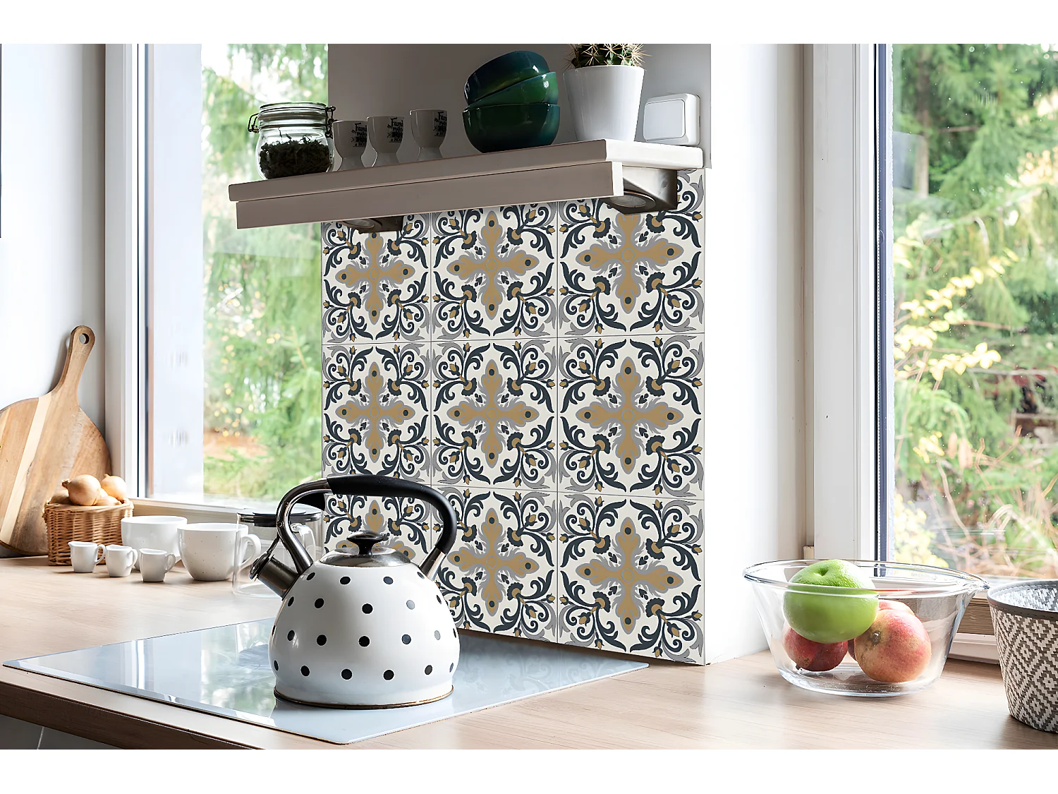 Selbstklebende PVC-Fliesen, selbstklebende PVC-Fliesen – 9 x 30 x 30 – Pflanzenmodell