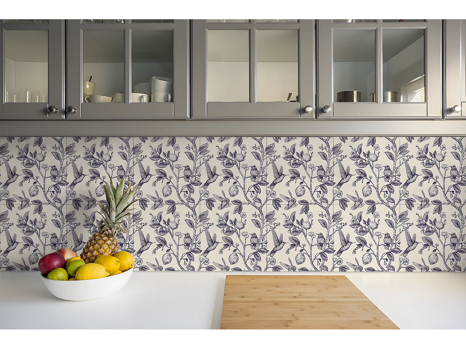 Selbstklebende PVC-Fliesen, selbstklebende PVC-Fliesen – 9 x 30 x 30 – Vögel auf einem Ast