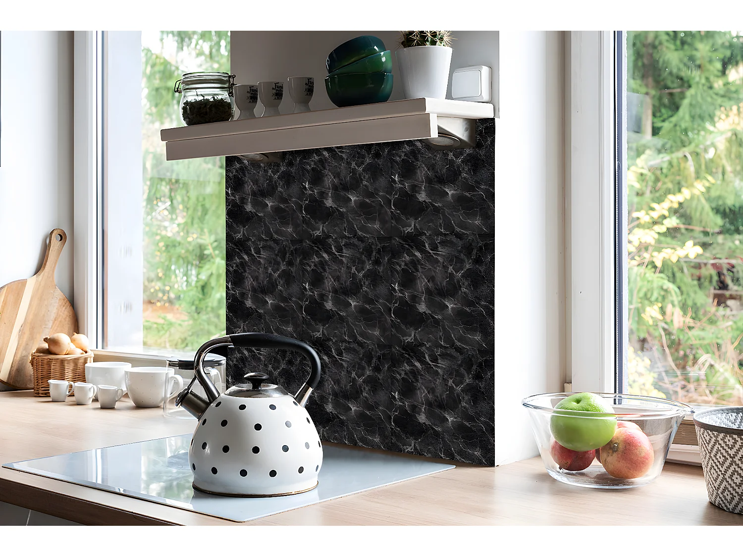 Piastrelle in PVC autoadesive, Piastrelle in PVC adesive - 9x30x30 - Marmo scuro