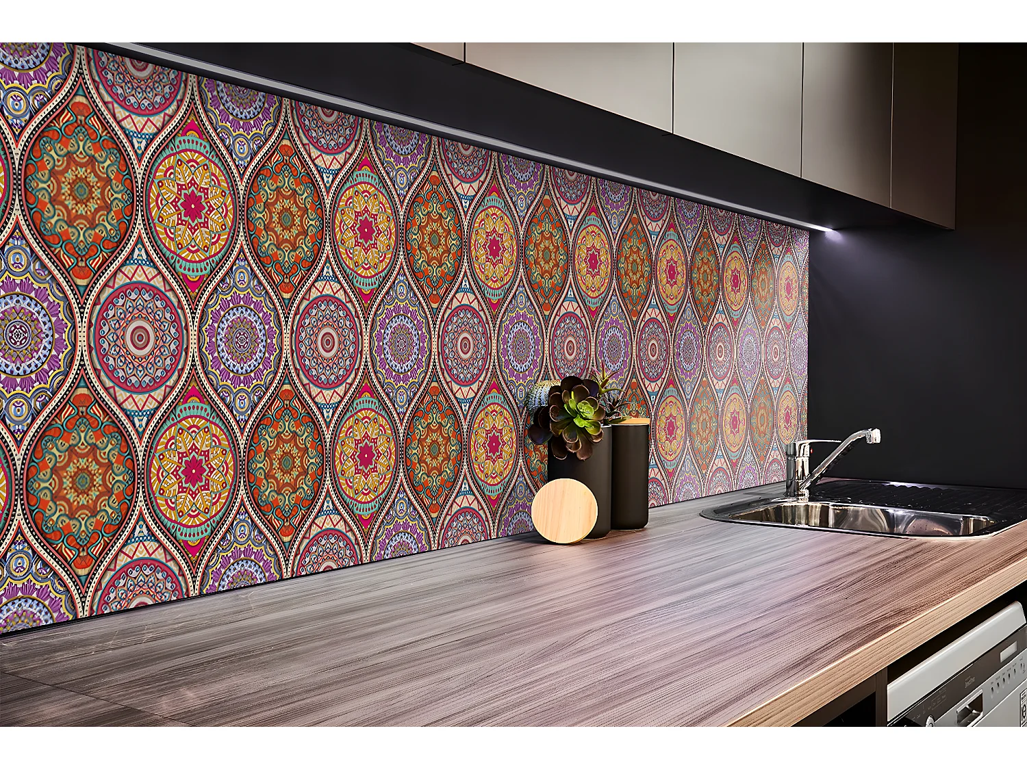 Vinyl-Wandpaneele, selbstklebende Vinylplanken – 100 x 50 cm – wunderschönes Mandala