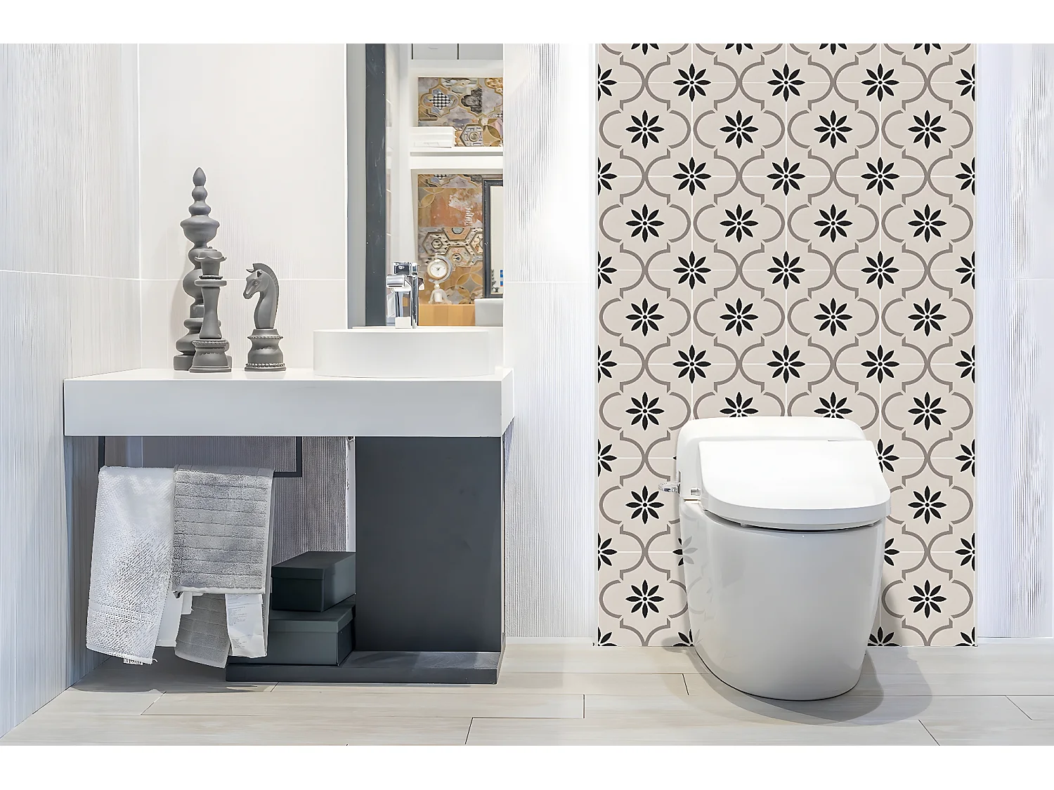 Vinyl-Wandpaneele, selbstklebende Vinylplanken – 100 x 50 cm – arabisches Blumenmuster