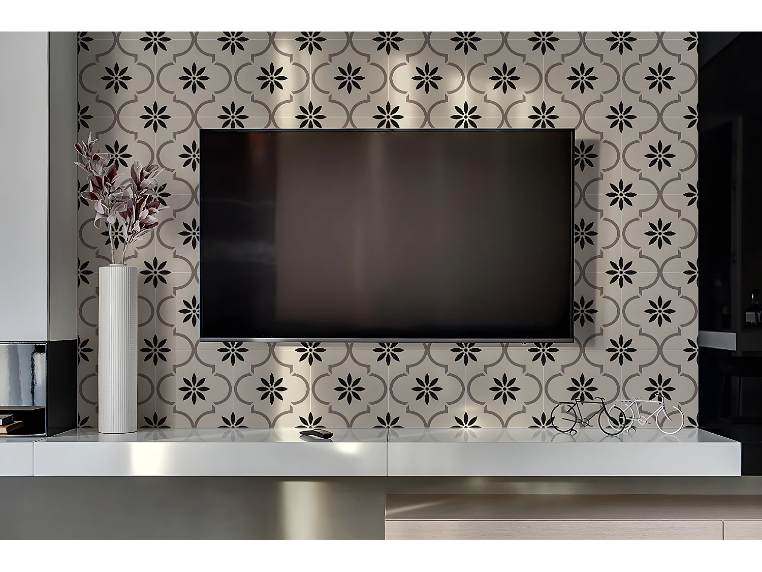 Vinyl-Wandpaneele, selbstklebende Vinylplanken – 100 x 50 cm – arabisches Blumenmuster