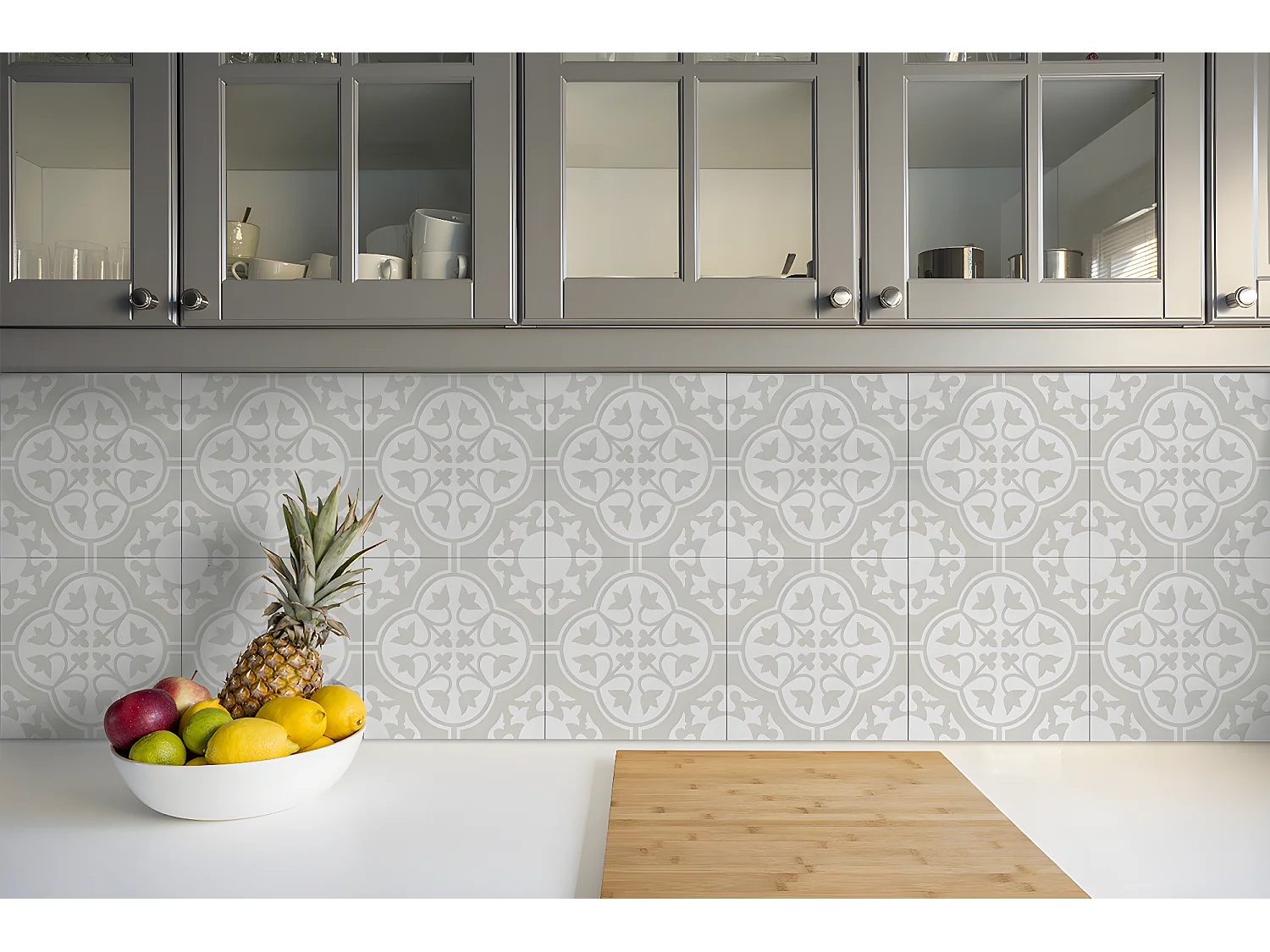 Carreaux autocollants PVC, Carrelage PVC adhésif - 9x30x30 - Ornement floral