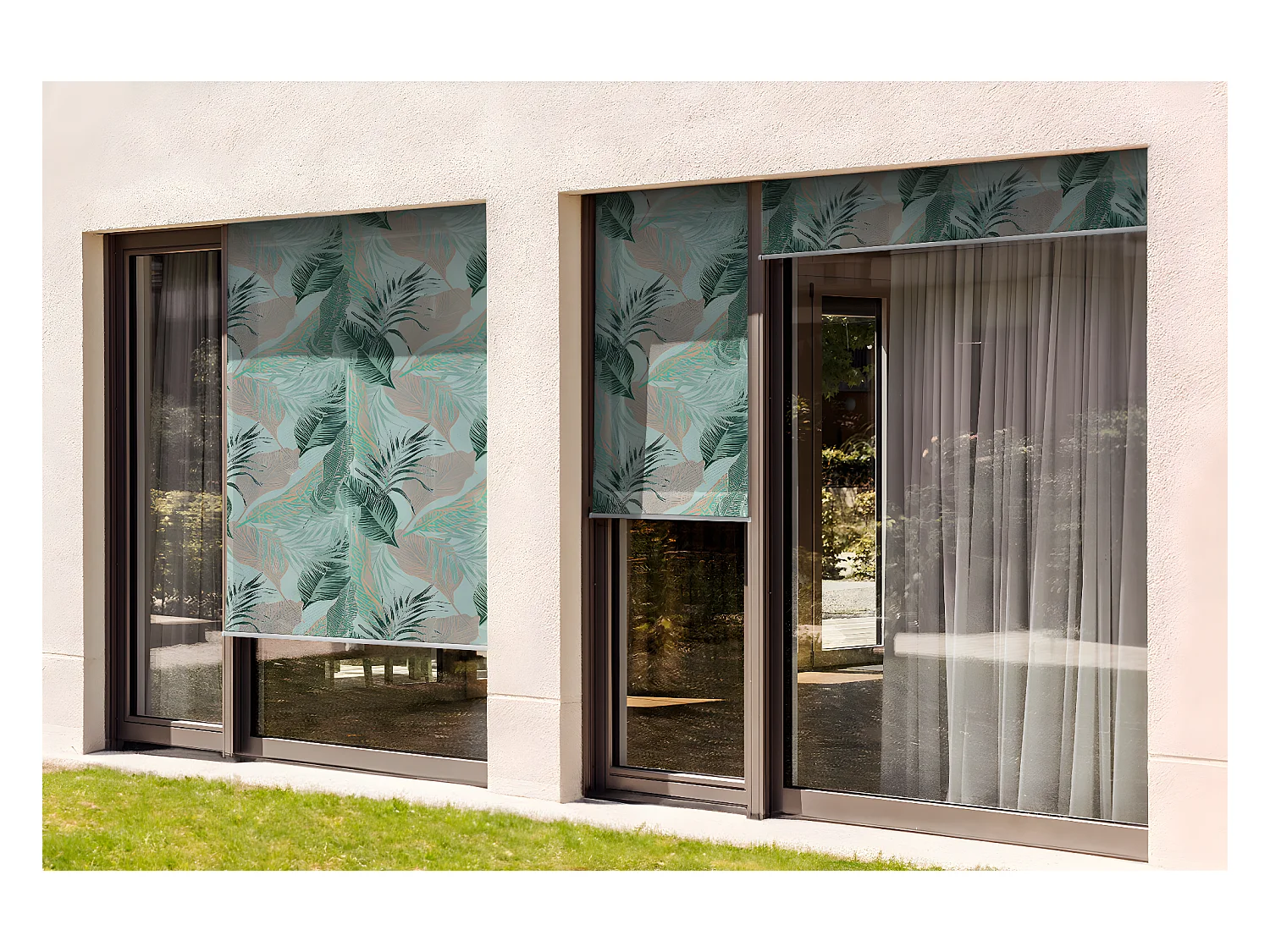 Store enrouleur extérieur original - 100x180 cm - Feuilles au motif tropical Rideau de balcon, Stores enrouleurs de balcon, Rideau pare-soleil