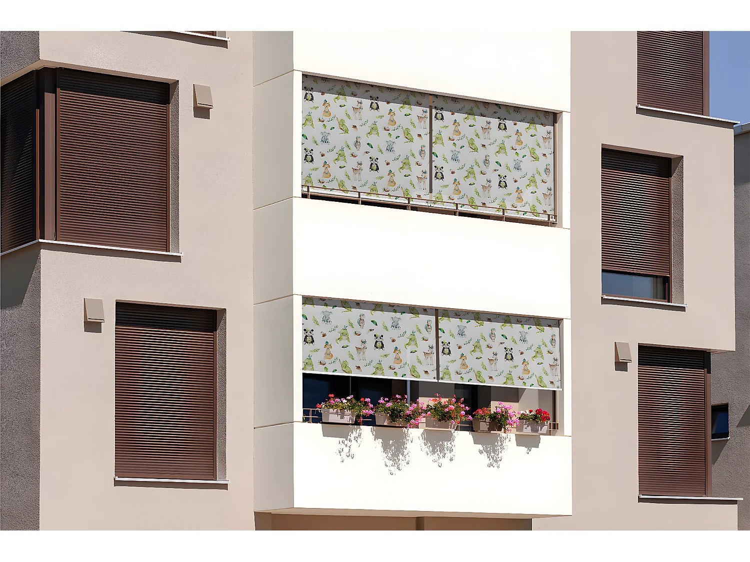 Schönes Rollo für den Außenbereich – 60 x 180 cm – Tiere im Wald. Balkonvorhang, Balkonjalousien, Sonnenschutzvorhang