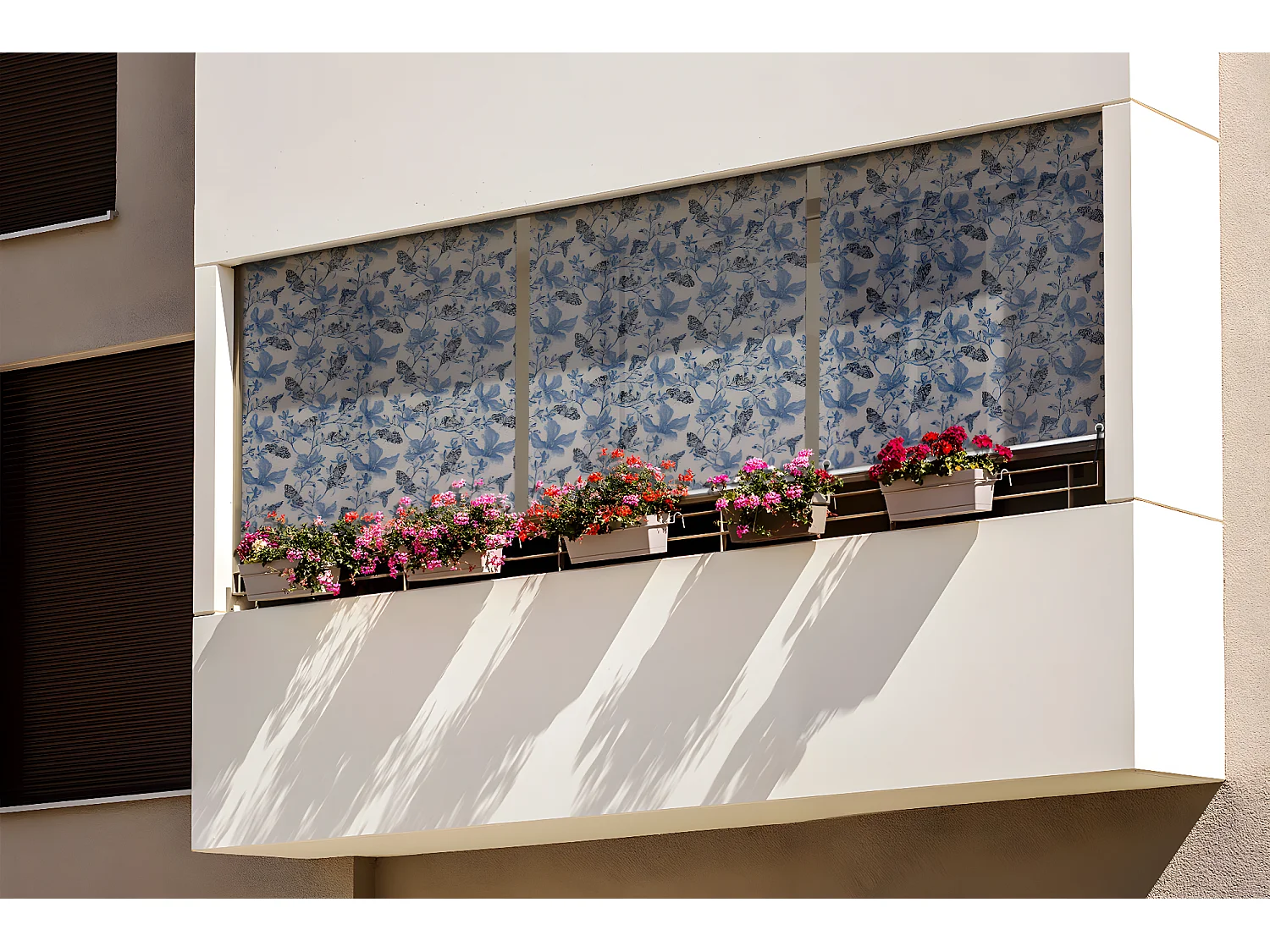 Store enrouleur extérieur original - 60x180 cm - Fleurs et papillons Rideau de balcon, Stores enrouleurs de balcon, Rideau pare-soleil