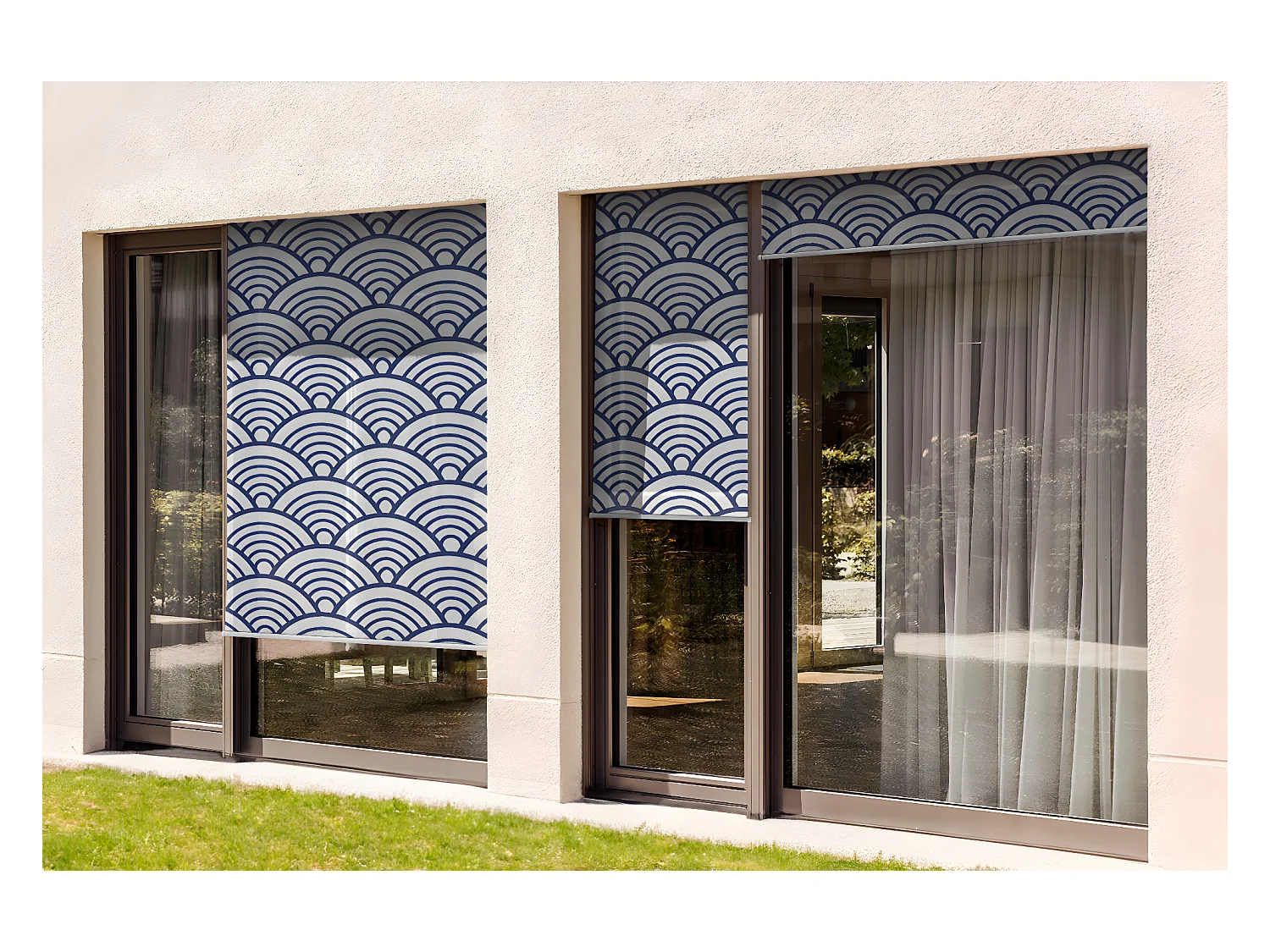 Store enrouleur extérieur élégant - 100x290 cm - Motif de style japonais Rideau de balcon, Stores enrouleurs de balcon et Rideau de protection solaire