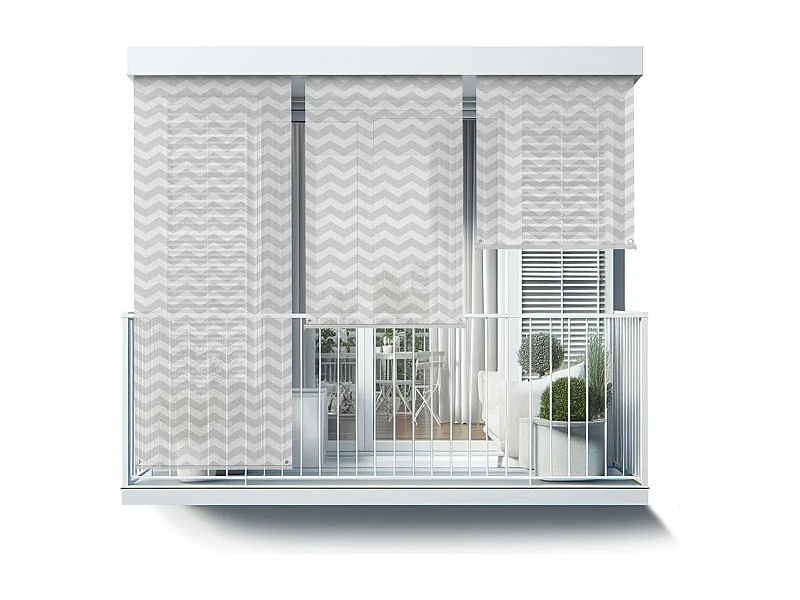 Store enrouleur extérieur moderne - 50x290 cm - Motif zigzag en gris Rideau de balcon, Stores enrouleurs de balcon, Rideau de protection solaire
