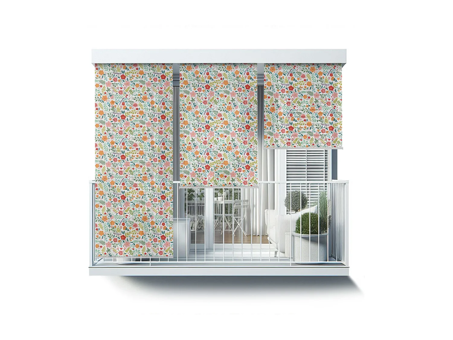 Enkel buitenrolgordijn - 60x180 cm - Kleurrijke weide Balkongordijn, Balkonrolgordijnen, Zonwerend gordijn