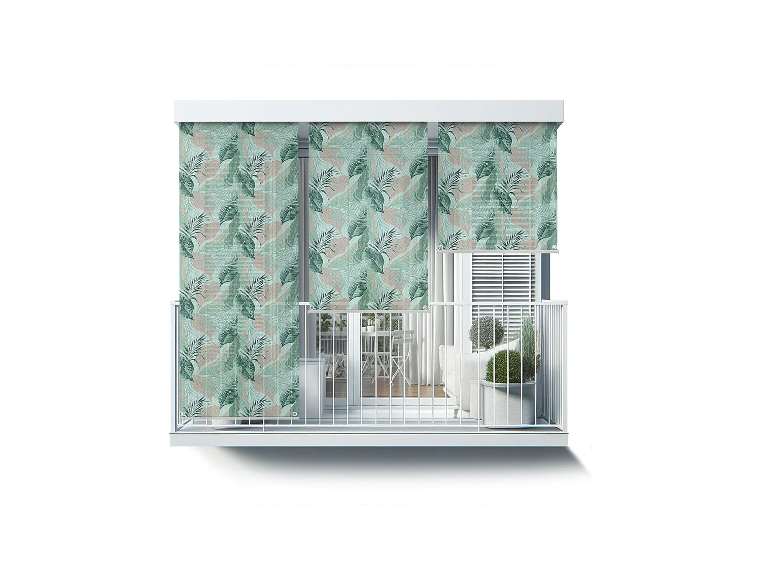 Store enrouleur extérieur original - 150x180 cm - Feuilles au motif tropical Rideau de balcon, Stores enrouleurs de balcon, Rideau pare-soleil
