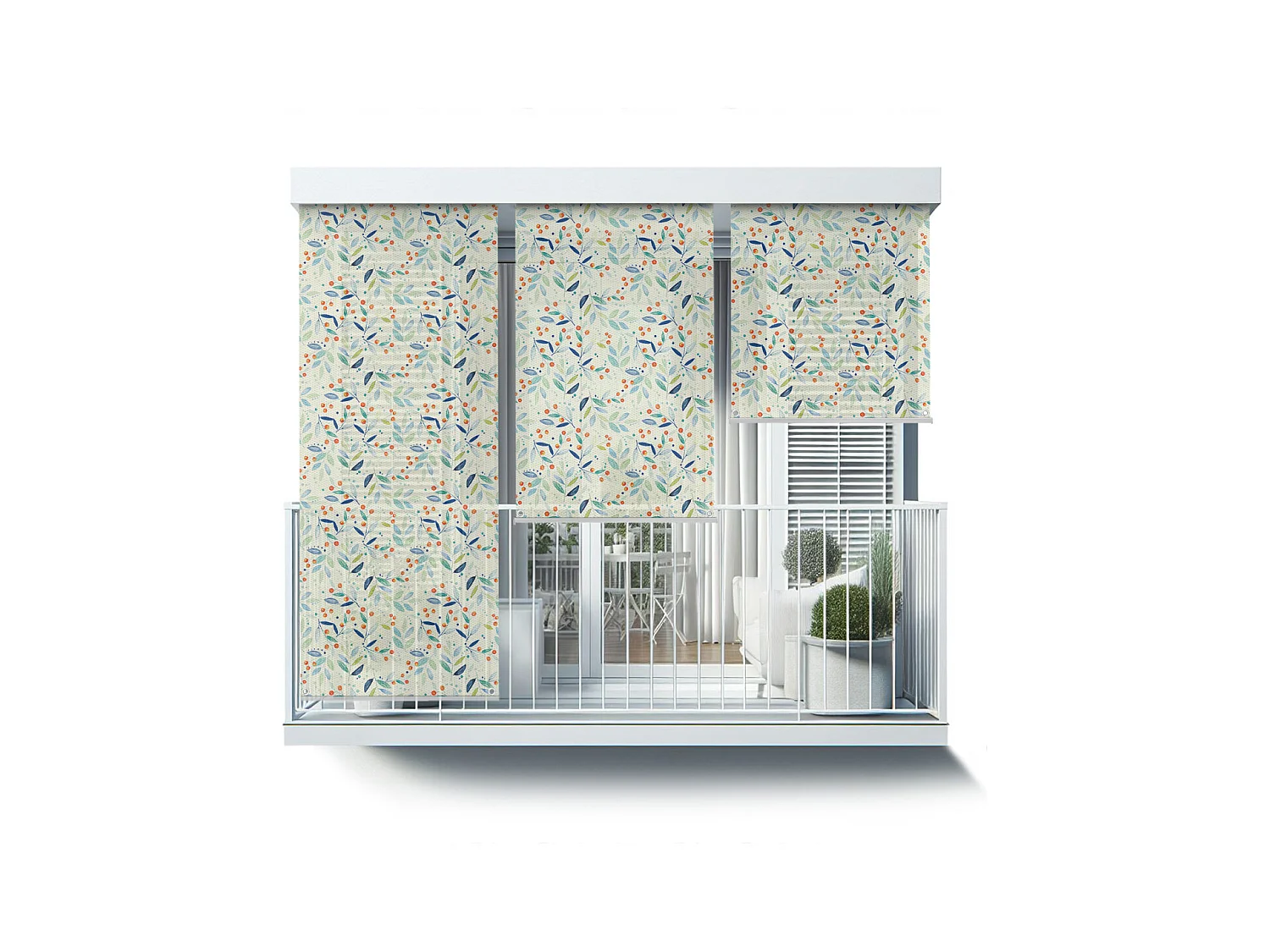 Magnifique store enrouleur extérieur - 120x180 cm - Feuilles et baies rouges Rideau de balcon, Stores enrouleurs de balcon, Rideau pare-soleil