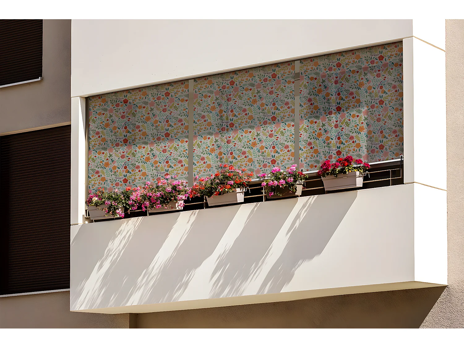 Store enrouleur extérieur unique - 80x290 cm - Prairie colorée Rideau de balcon, Stores enrouleurs de balcon, Rideau de protection solaire