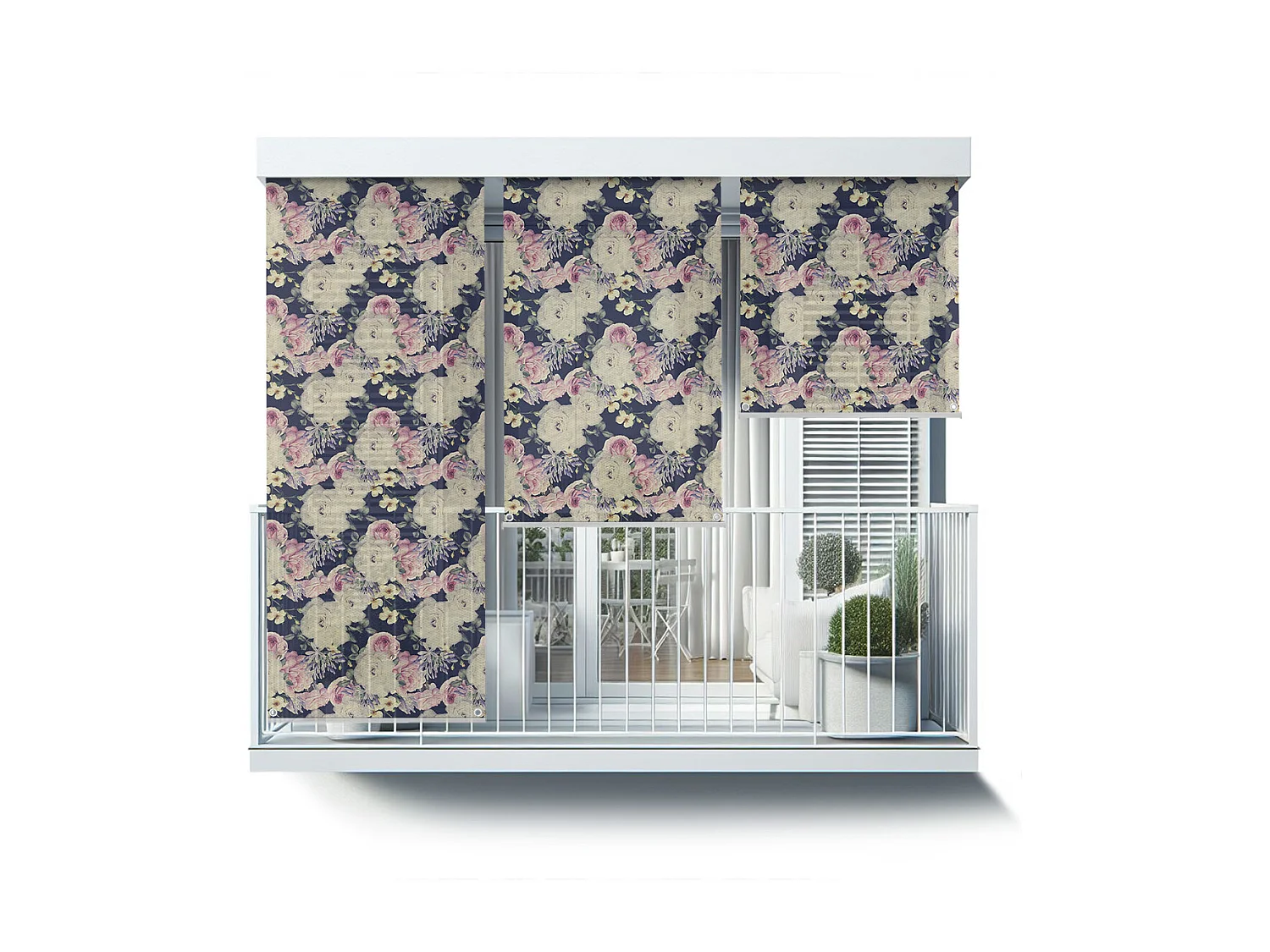 Store enrouleur extérieur unique - 120x180 cm - Fleurs pastel Rideau de balcon, Stores enrouleurs de balcon, Rideau pare-soleil