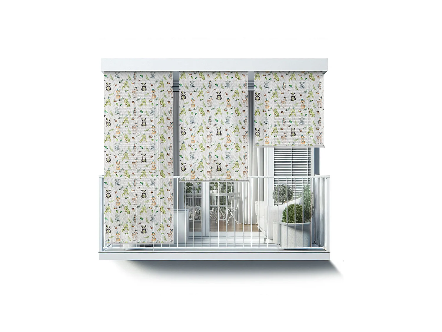 Magnifique store enrouleur extérieur - 120x290 cm - Animaux dans la forêt Rideau de balcon, Stores de balcon, Rideau pare-soleil