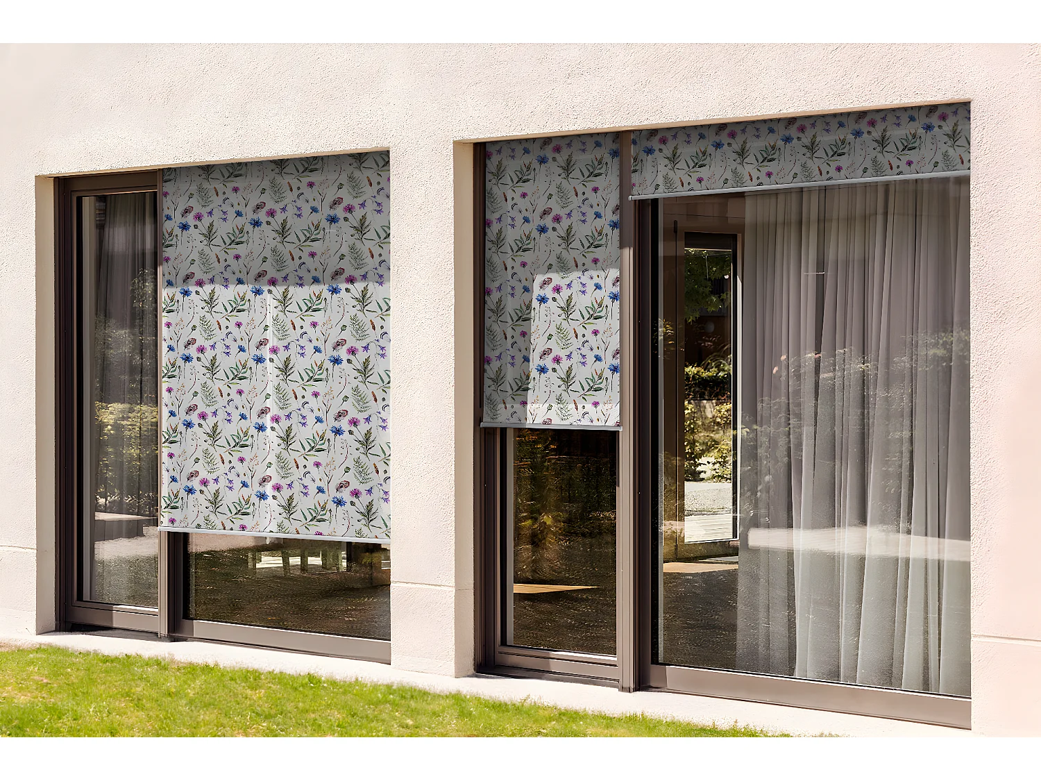 Store enrouleur extérieur original - 80x290 cm - Motif fleurs et feuilles Rideau de balcon, Stores de balcon, Rideau pare-soleil