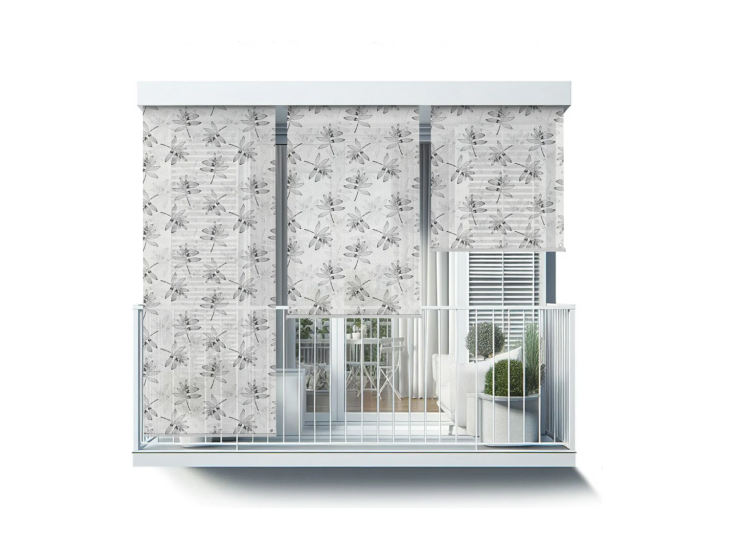 Magnifique store enrouleur extérieur - 80x290 cm - Feuilles grises Rideau de balcon, Stores enrouleurs de balcon, Rideau pare-soleil