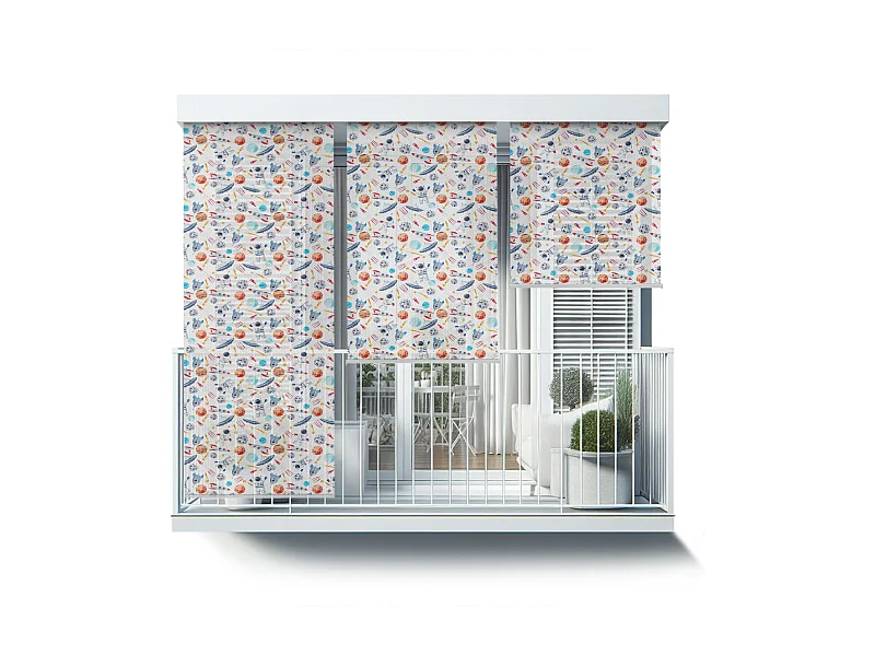 Magnifique store enrouleur extérieur - 120x180 cm - Astronautes de l'espace, planètes, fusées Rideau de balcon, Stores de balcon et Rideau de protection solaire