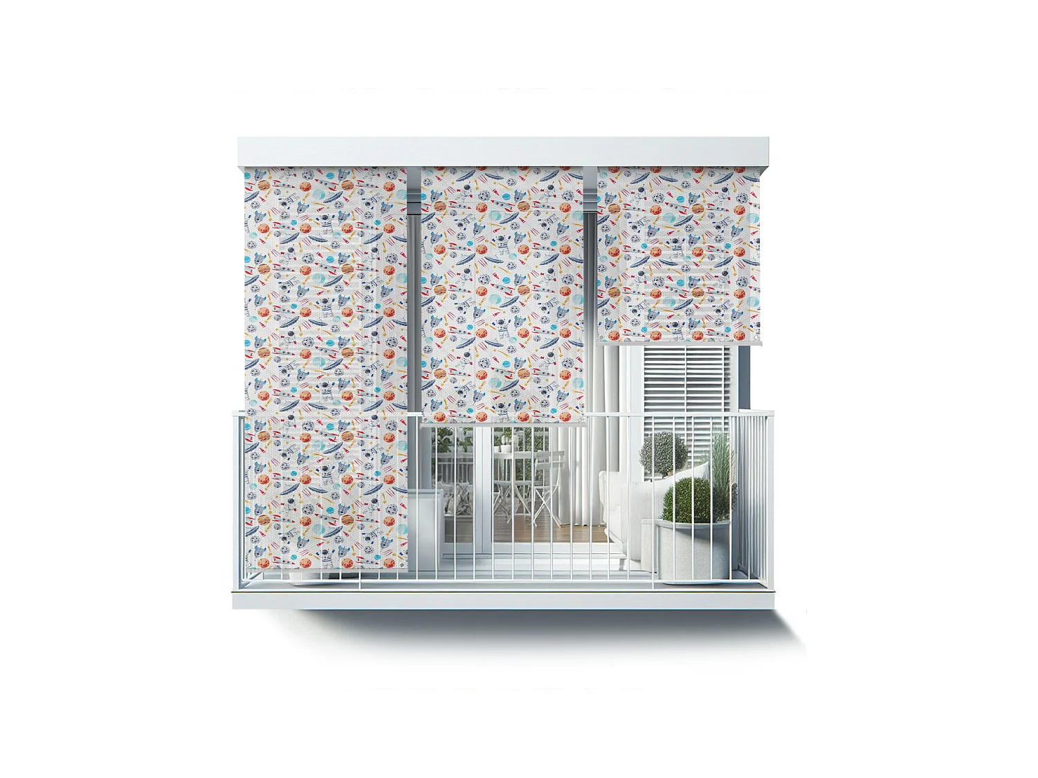 Magnifique store enrouleur extérieur - 120x180 cm - Astronautes de l'espace, planètes, fusées Rideau de balcon, Stores de balcon et Rideau de protection solaire