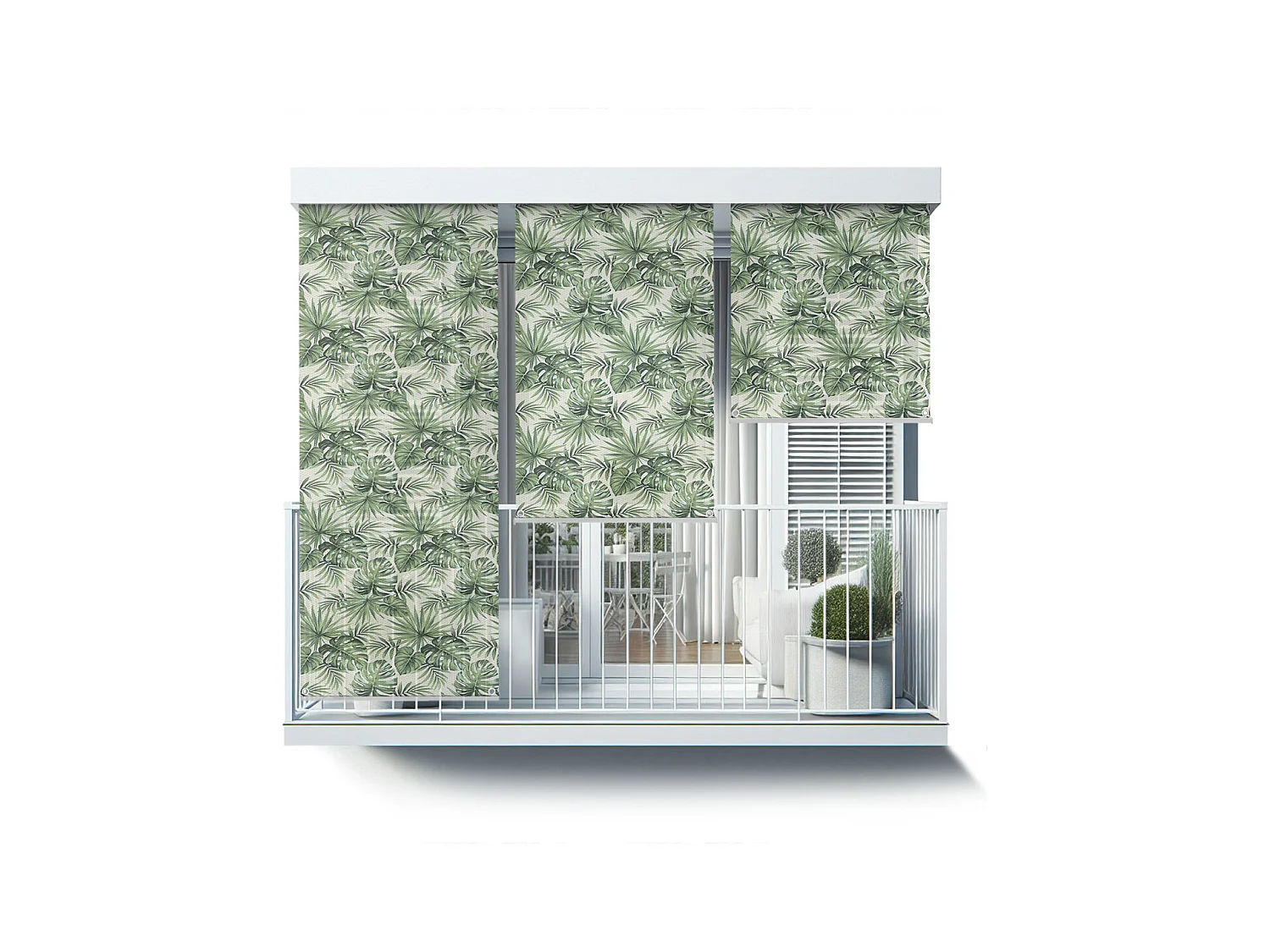 Store enrouleur extérieur moderne - 140x290 cm - Feuilles de plantes tropicales Rideau de balcon, Stores enrouleurs de balcon, Rideau de protection solaire