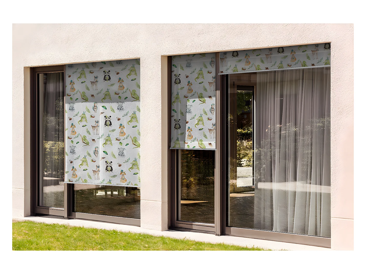 Magnifique store enrouleur extérieur - 60x290 cm - Animaux dans la forêt Rideau de balcon, Stores de balcon, Rideau pare-soleil