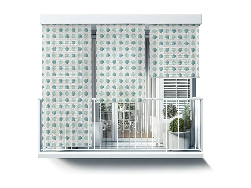 Store enrouleur extérieur moderne - 60x290 cm - Points bicolores Rideau de balcon, Stores enrouleurs de balcon, Rideau pare-soleil