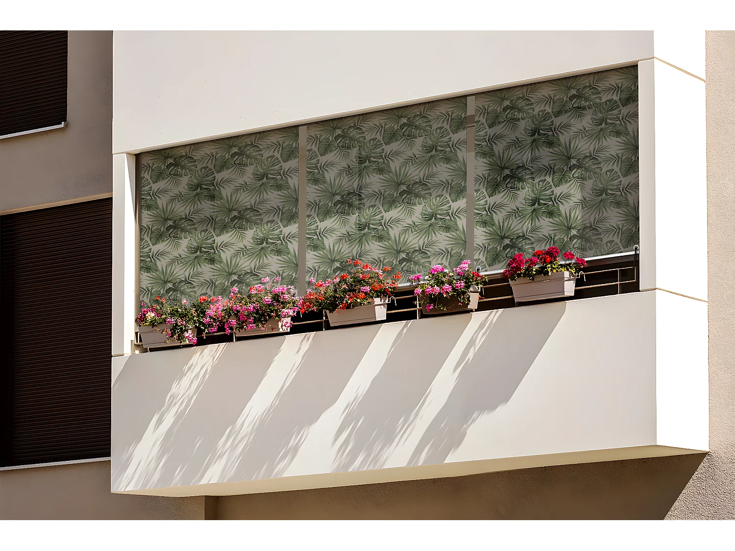 Store enrouleur extérieur moderne - 50x180 cm - Feuilles de plantes tropicales Rideau de balcon, Stores enrouleurs de balcon, Rideau de protection solaire