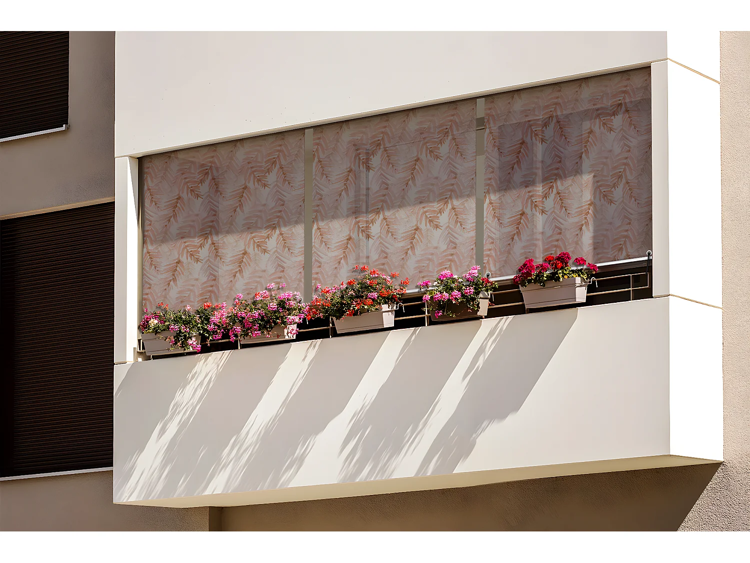 Store enrouleur extérieur original - 140x180 cm - Feuilles pastel Rideau de balcon, Stores enrouleurs de balcon, Rideau pare-soleil