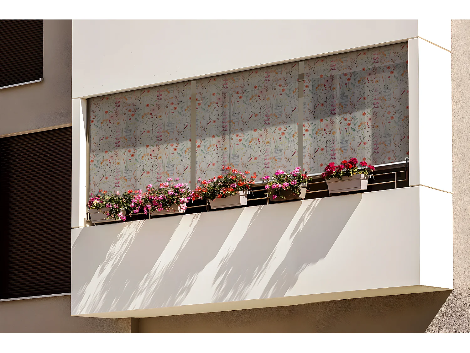 Modern buitenrolgordijn - 50x290 cm - Kleurrijke weide Balkongordijn, Balkonrolgordijn, Zonwerend gordijn