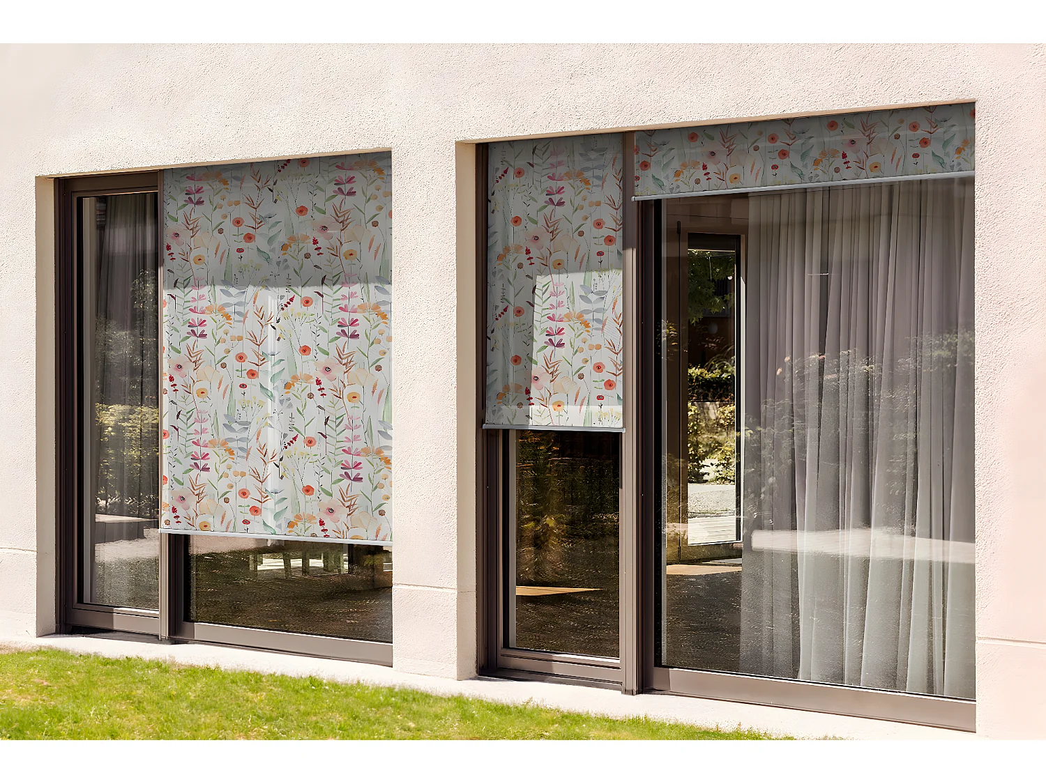 Modern buitenrolgordijn - 50x290 cm - Kleurrijke weide Balkongordijn, Balkonrolgordijn, Zonwerend gordijn