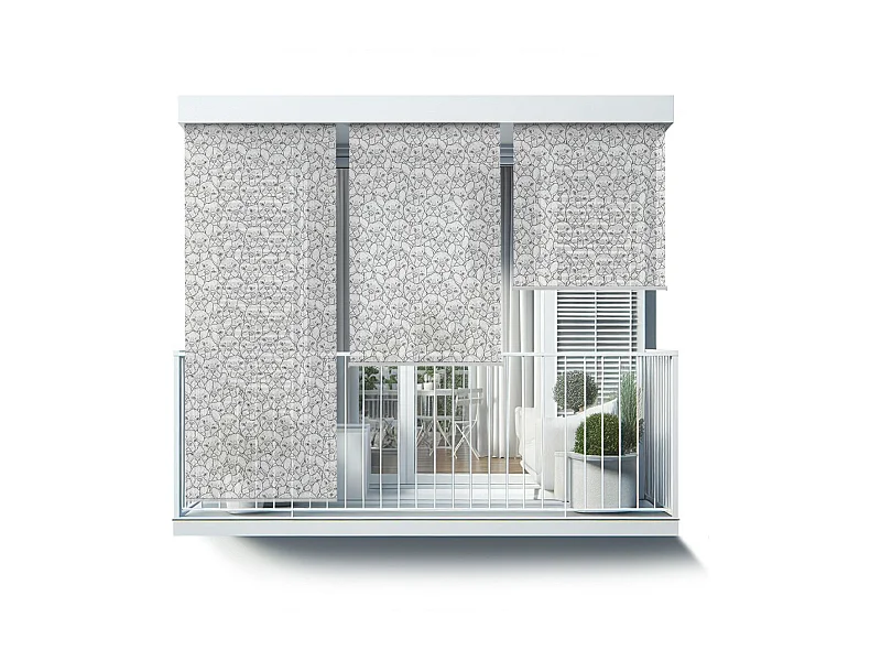 Store enrouleur extérieur moderne - 120x180 cm - Chiens de dessin animé noir et blanc Rideau de balcon, Stores de balcon et Rideau de protection solaire